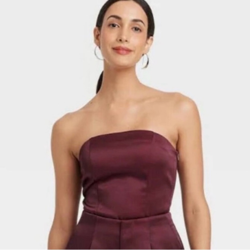 Elegant Burgundy Satin Bustier